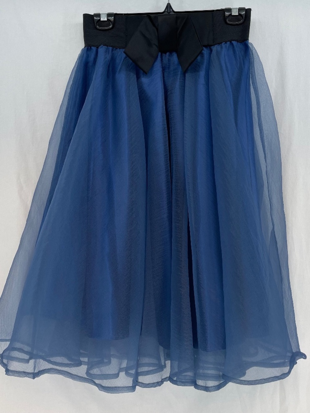 Chelsea A-Line Skirt Blue Tool with Navy Lining Black Bow Women’s Medium